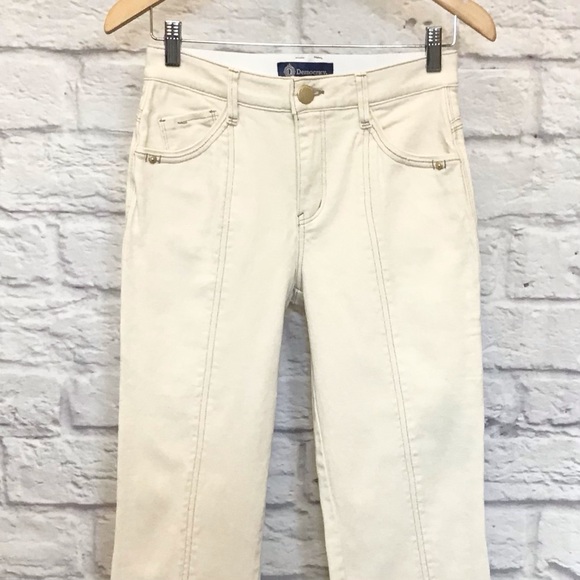 Democracy 2 AbSolution High Rise Center Seam Kick Flare Pants Side Slit Cream - Picture 4 of 11